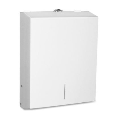 Picture of Genuine Joe C-Fold/Multi-fold Towel Dispenser Cabinet - C Fold, Multifold Dispenser - 13.5in Height x 11in Width x 4.3in Depth - Stainless Steel - White