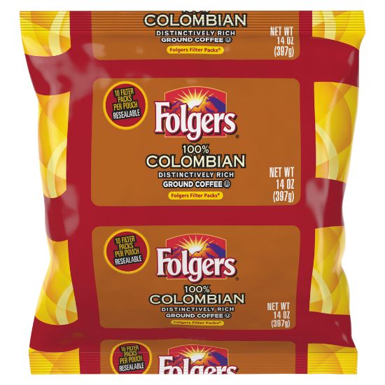 Picture of Folgers Single-Serve Coffee Packets, Colombian, 1.4 Oz Per Bag, Carton Of 40 Bags