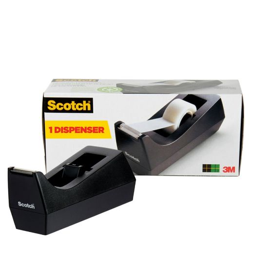 Picture of Scotch Deluxe Desktop Tape Dispenser, 1 Dispenser, 1 in. Core, 100% Recycled, Black, Home Office, Back to School Supplies and College Essentials for Students and Teachers