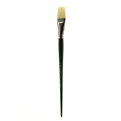 Picture of Winsor & Newton Winton Hog Paint Brush, Size 14, Flat/Bright Bristle, Hog Hair, Green