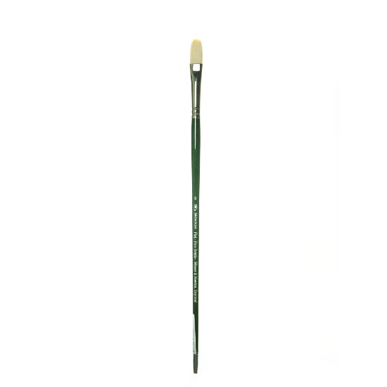 Picture of Winsor & Newton Winton Hog Paint Brush, Size 6, Flat Bristle, Hog Hair, Green