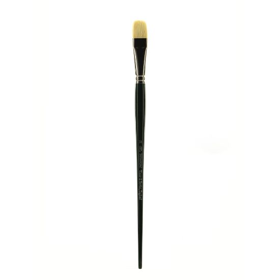 Picture of Winsor & Newton Winton Hog Paint Brush, Size 10, Flat/Bright Bristle, Hog Hair, Green