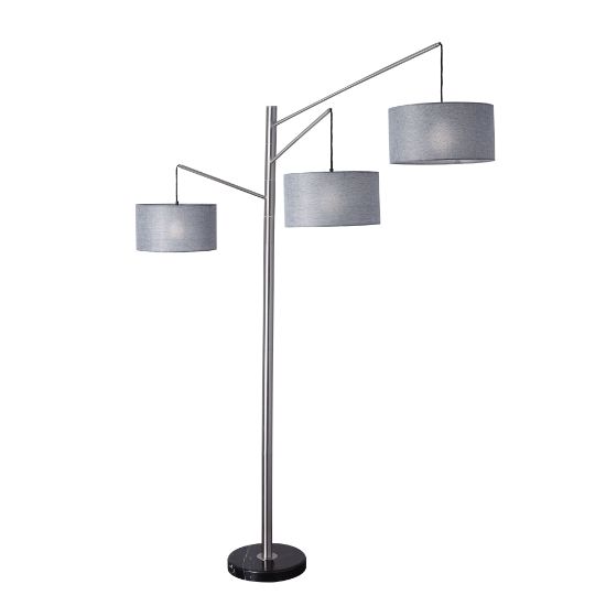 Picture of Adesso Wellington 3-Arm Arc Lamp, 91inH, Charcoal Gray Shade/Brushed Steel Base