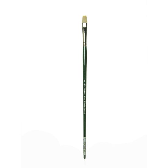 Picture of Winsor & Newton Winton Hog Paint Brush, Size 6, Short Flat/Bright Bristle, Hog Hair, Green