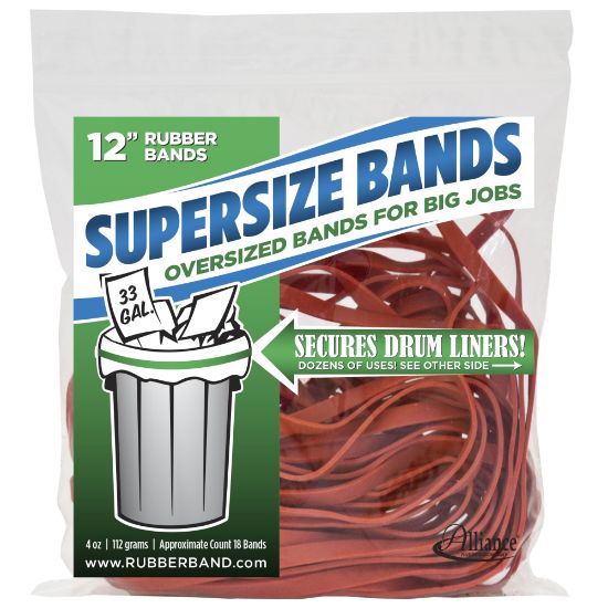 Picture of Alliance Rubber SuperSize Bands, 12in x 1/4in, Red, Bag Of 18