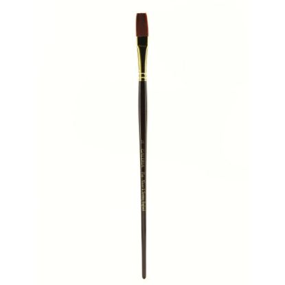 Picture of Winsor & Newton Galeria Long-Handle Paint Brush, Size 14, Flat Bristle, Polyester, Burgundy