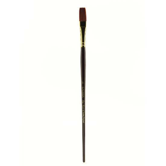 Picture of Winsor & Newton Galeria Long-Handle Paint Brush, Size 14, Flat Bristle, Polyester, Burgundy