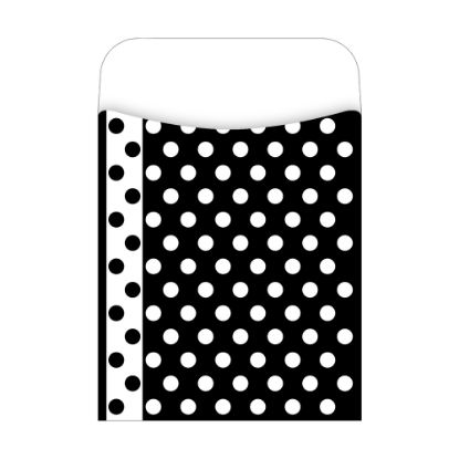 Picture of Barker Creek Peel & Stick Library Pockets, 3 1/2in x 5 1/8in, Black And White Dots, Pack Of 30