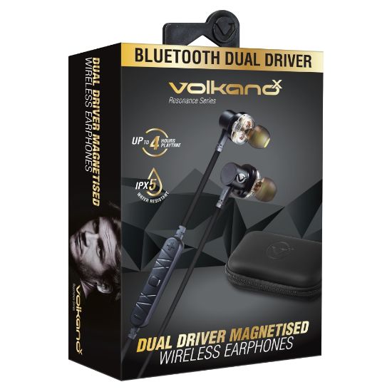 Picture of Volkano Resonance Dual-Driver Bluetooth Earphones, Black, VK-1104-BK