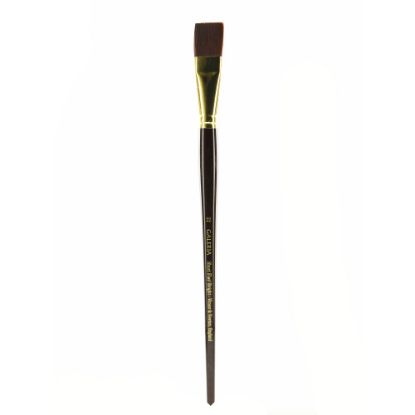 Picture of Winsor & Newton Galeria Long-Handle Paint Brush, Size 22, Flat Bristle, Polyester, Burgundy