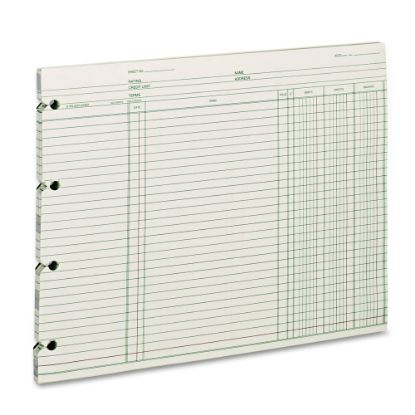 Picture of Wilson Jones Ledger Sheets, Ending Balance, 9 1/4in x 11 7/8in, Green, Pack Of 100