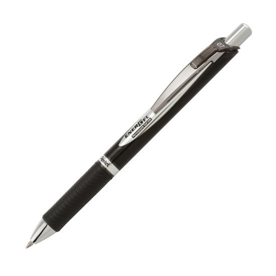 Picture of EnerGel PRO Pigment Gel Pens, Medium Point, 0.7 mm, Black/Silver Barrel, Black Ink, Pack Of 12