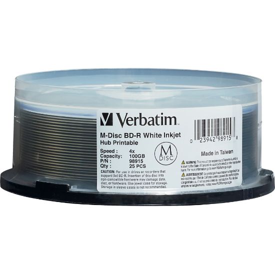 Picture of Verbatim Blu-ray Recordable Media - BD-R - 4x - 100 GB - 25 Pack Spindle - 25pk Spindle