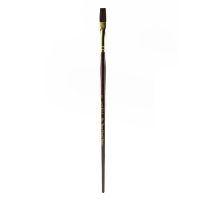 Picture of Winsor & Newton Galeria Long-Handle Paint Brush, Size 12, Flat Bristle, Polyester, Burgundy