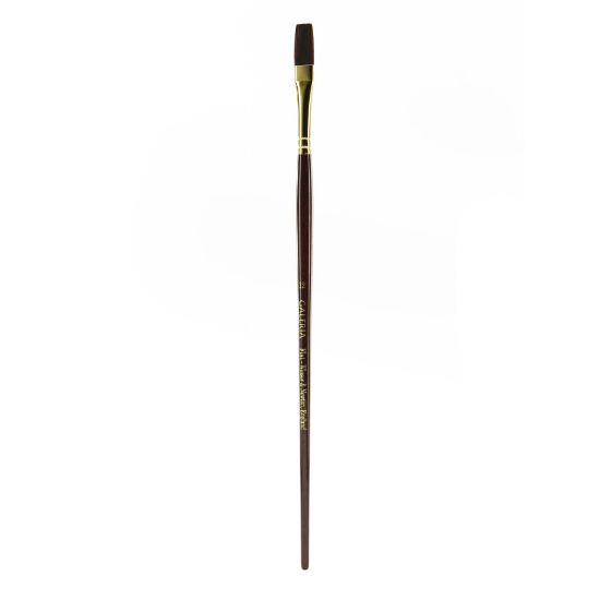 Picture of Winsor & Newton Galeria Long-Handle Paint Brush, Size 12, Flat Bristle, Polyester, Burgundy