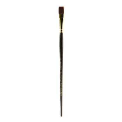 Picture of Winsor & Newton Galeria Long-Handle Paint Brush, Size 14, Flat Bristle, Polyester, Burgundy