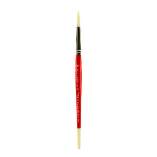 Picture of Winsor & Newton University Series Short-Handle Paint Brush, Size 10, Round Bristle, Red