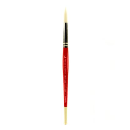 Picture of Winsor & Newton University Series Short-Handle Paint Brush, Size 12, Round Bristle, Red