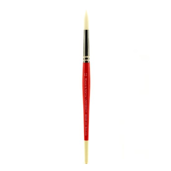 Picture of Winsor & Newton University Series Short-Handle Paint Brush, Size 12, Round Bristle, Red