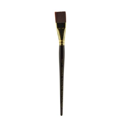 Picture of Winsor & Newton Galeria Short-Handle Paint Brush, 1in, One-Stroke Bristle, Polyester, Burgundy