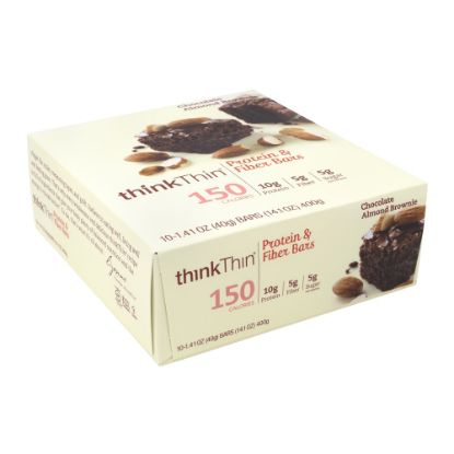 Picture of thinkTHIN Chocolate Almond Brownie Protein Bars, 1.41 Oz, Box Of 10 Bars