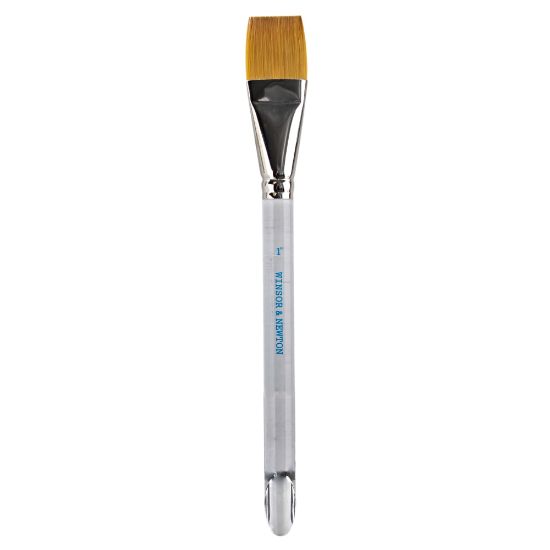 Picture of Winsor & Newton Series 995 Aquarelle Golden Nylon Paint Brush, 1in, Flat Wash Bristle, Nylon, Clear