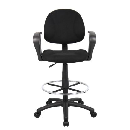 Picture of Boss Office Products Drafting Stool, With Arms, Black/Chrome