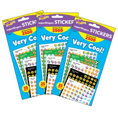 Picture of Trend superShapes Stickers, Very Cool!, 2,500 Stickers Per Pack, Set Of 3 Packs