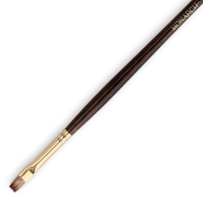 Picture of Winsor & Newton Monarch Long-Handle Paint Brush, Size 2, Fan Bristle, Synthetic, Brown