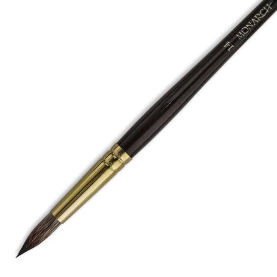 Picture of Winsor & Newton Monarch Long-Handle Paint Brush, Size 14, Round Bristle, Synthetic, Brown