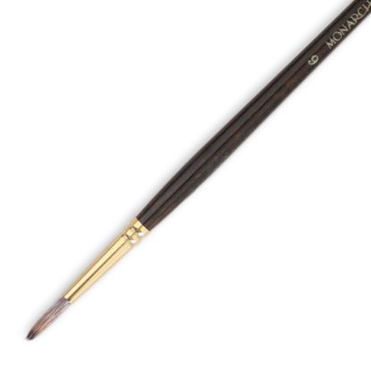 Picture of Winsor & Newton Monarch Long-Handle Paint Brush, Size 6, Round Bristle, Synthetic, Brown