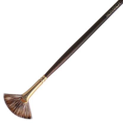 Picture of Winsor & Newton Monarch Long-Handle Paint Brush, Size 4, Flat/Bright Bristle, Synthetic, Brown