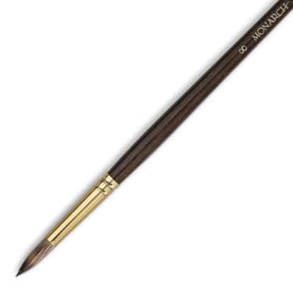 Picture of Winsor & Newton Monarch Long-Handle Paint Brush, Size 8, Round Bristle, Synthetic, Brown