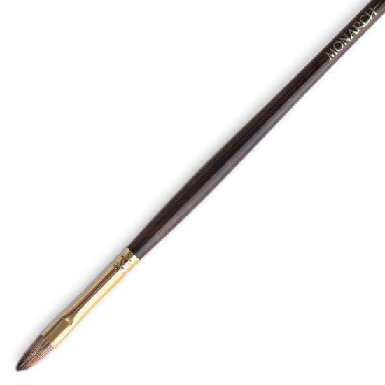 Picture of Winsor & Newton Monarch Long-Handle Paint Brush, Size 4, Filbert Bristle, Synthetic, Brown