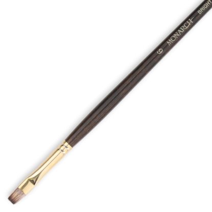 Picture of Winsor & Newton Monarch Long-Handle Paint Brush, Size 6, Flat/Bright Bristle, Synthetic, Brown