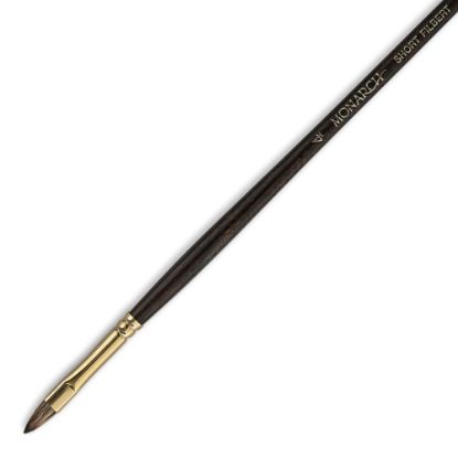 Picture of Winsor & Newton Monarch Long-Handle Paint Brush, Size 4, Short Filbert, Synthetic, Brown