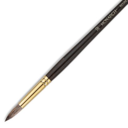 Picture of Winsor & Newton Monarch Long-Handle Paint Brush, Size 10, Round Bristle, Synthetic, Brown