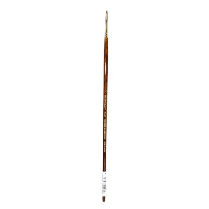 Picture of Winsor & Newton Monarch Long-Handle Paint Brush, Size 0, Flat Bristle, Synthetic, Brown