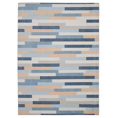 Picture of Linon Washable Outdoor Area Rug, Hamton, 3ft x 5ft, Ivory/Blue