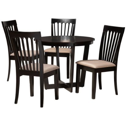 Picture of Baxton Studio Nellie Dining Set, 29-15/16inH x 35-7/16inW x 35-7/16inD, Sand/Dark Brown