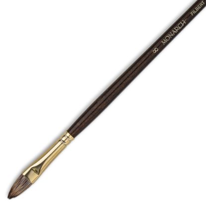 Picture of Winsor & Newton Monarch Long-Handle Paint Brush, Size 8, Filbert Bristle, Synthetic, Brown