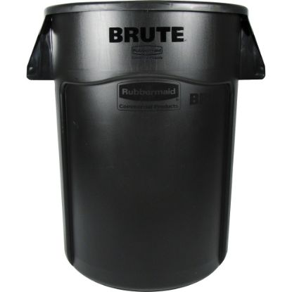 Picture of Rubbermaid Commercial Brute Round Plastic Vented Trash Containers, 44 Gallons, Black, Pack Of 4 Containers