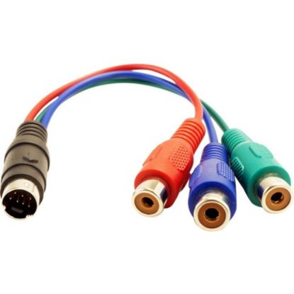 Picture of VisionTek HDTV Component 7-Pin TV Out Adapter - RCA/S-Video Video Cable for Video Device, Projector, HDTV, DVD Player, Graphics Card - First End: 1 x Male S-Video - Second End: 3 x RCA Female Component Video - Red, Green, Blue