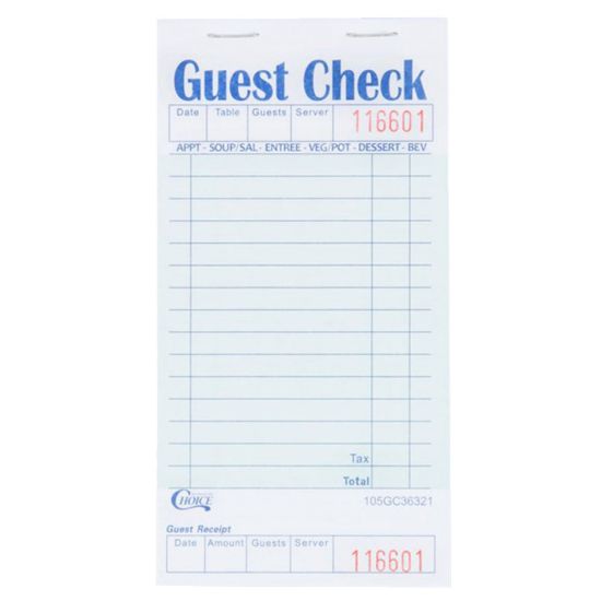 Picture of Guest Check Books, 2-Part, Carton Of 50