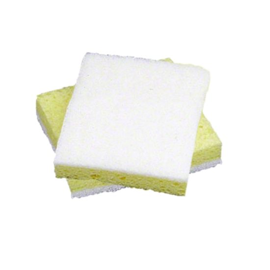 Picture of SKILCRAFT All-Purpose Scrub Sponges, 3in x 3in, White/Yellow, Pack Of 40