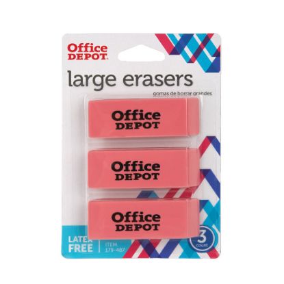 Picture of Office Depot Brand Beveled Erasers, Pink, Pack Of 3 Erasers