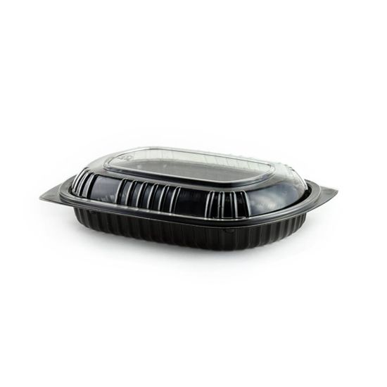 Picture of MicroRaves Microwave Food Containers, Rectangle, 16 Oz, Black, Carton Of 250