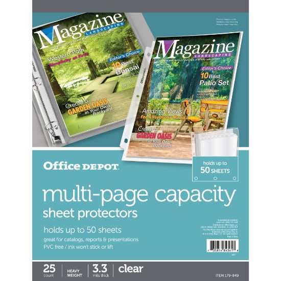 Picture of Office Depot Brand Multi-Page Capacity Sheet Protectors, 50-Sheet Capacity, 8-1/2in x 11in, Clear, Pack Of 25