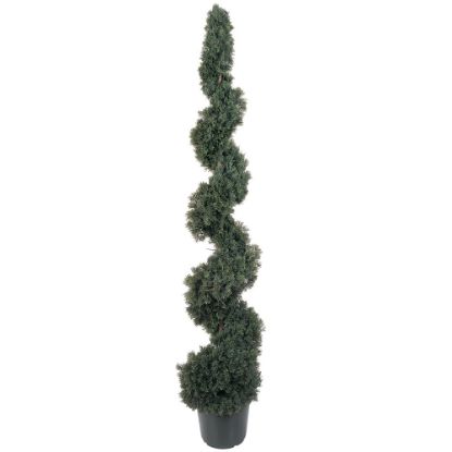 Picture of Nearly Natural 5ft Silk Cedar Spiral Topiary With Pot