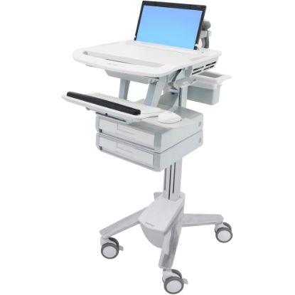 Picture of Ergotron StyleView Laptop Cart Desk Workstation 2 Drawers, 50-1/2inH x 17-1/2inW x 30-3/4inD, White/Gray